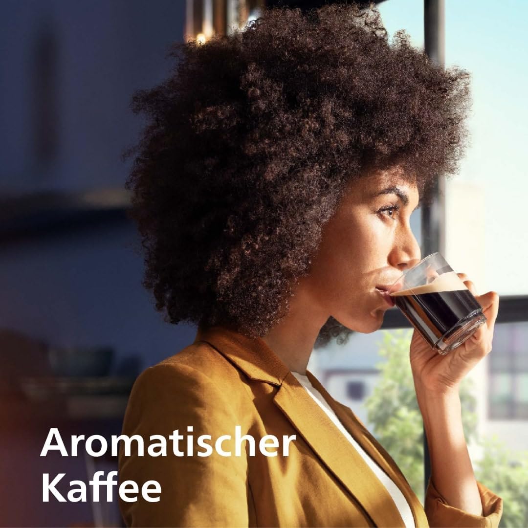 Serie 5500 Kaffeevollautomat – LatteGo Milchsystem, 20 heiße und kalte Kaffeespezialitäten, 40% leiser mit SilentBrew, QuickStart, Schwarz/Grau (EP5544/50)